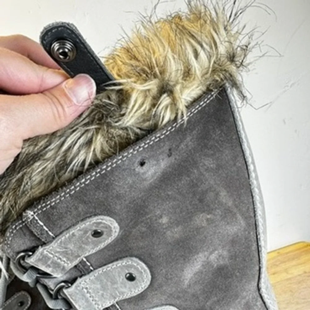 Sorel Joan of‎ Arctic Women's Waterproof Boot Size 9 Fur Lined Quarry Black Grey